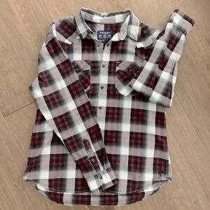 American Eagle Outfitters, Vintage Fit Plaid Snap Down Long Sleeve, Size L